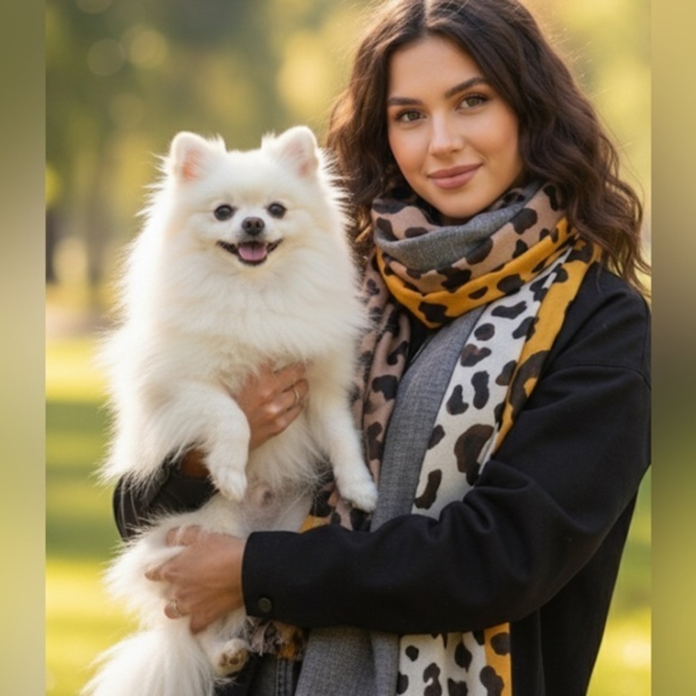 ✨NEW Leopard Print Women's Scarf with Gray Accents